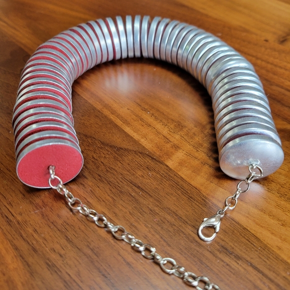 Funky Necklace recycled materials - Picture 5 of 7